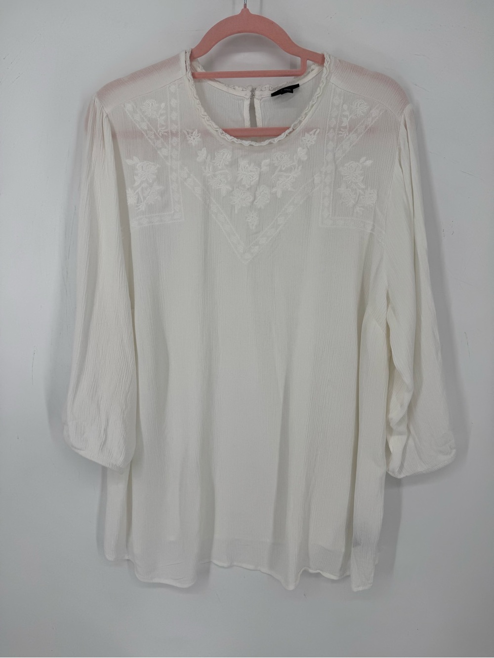 Torrid Ivory Boho Embroidered Peasant Blouse Gauze Cottagecore Plus Size 3X